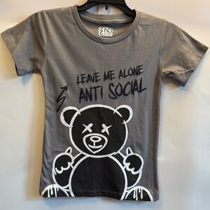 Anti-Social Bear Boys Tee Size 5 Gray kids Graphic T-shirt NWT
